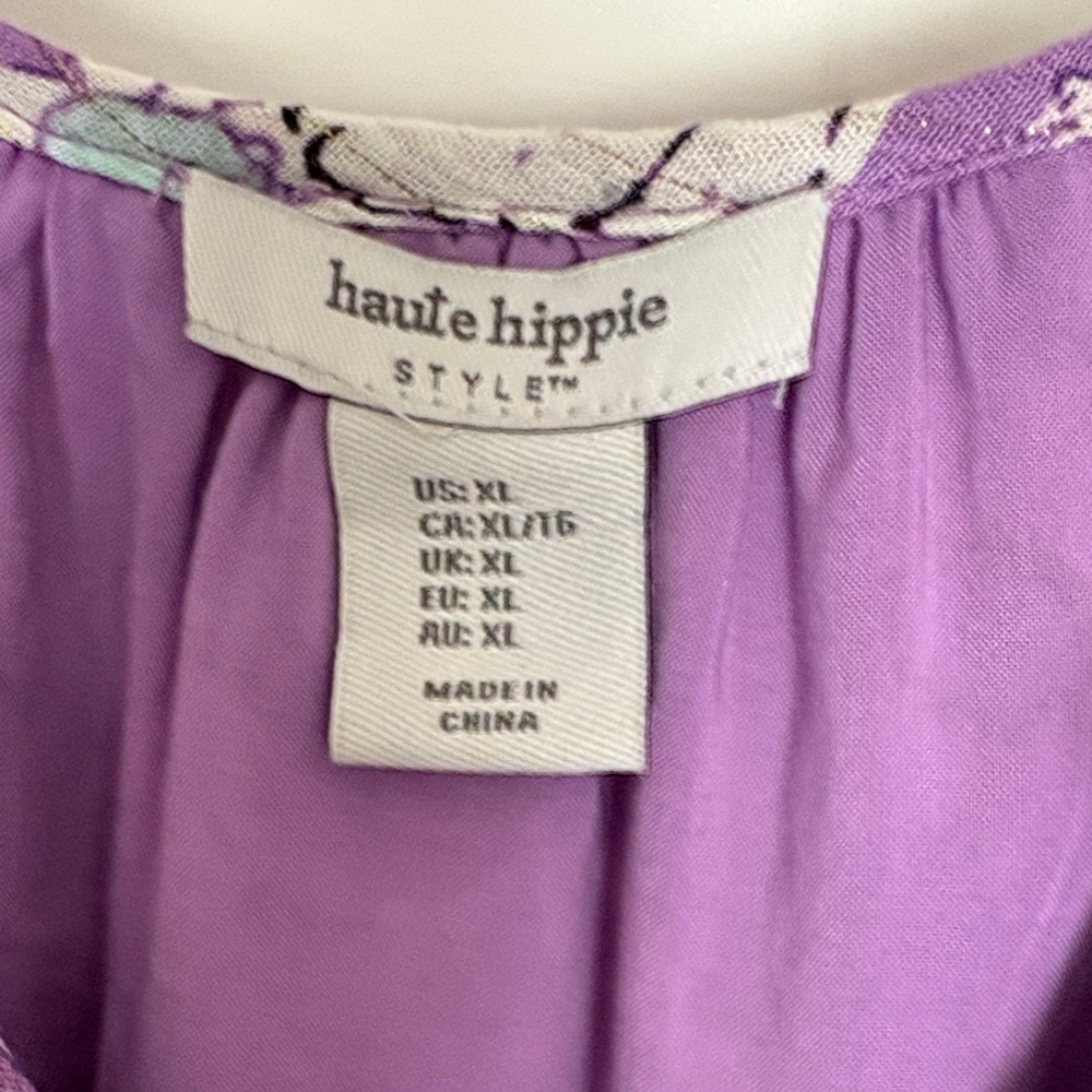 Haute Hippie Purple Floral Long Sleeve Dress - Picture 2 of 12